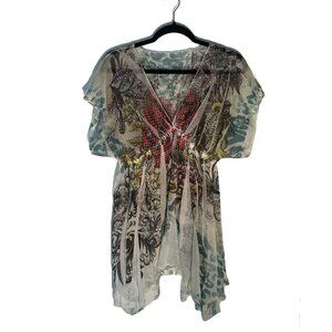 Misope Sheer Pleated Floral Top